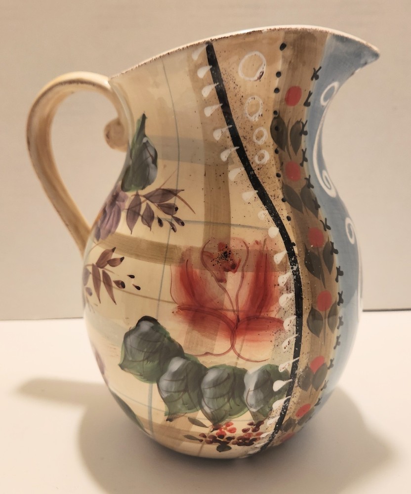 Multicolored Tuscan Inspired Floral 72 oz. Ceramic Pitcher