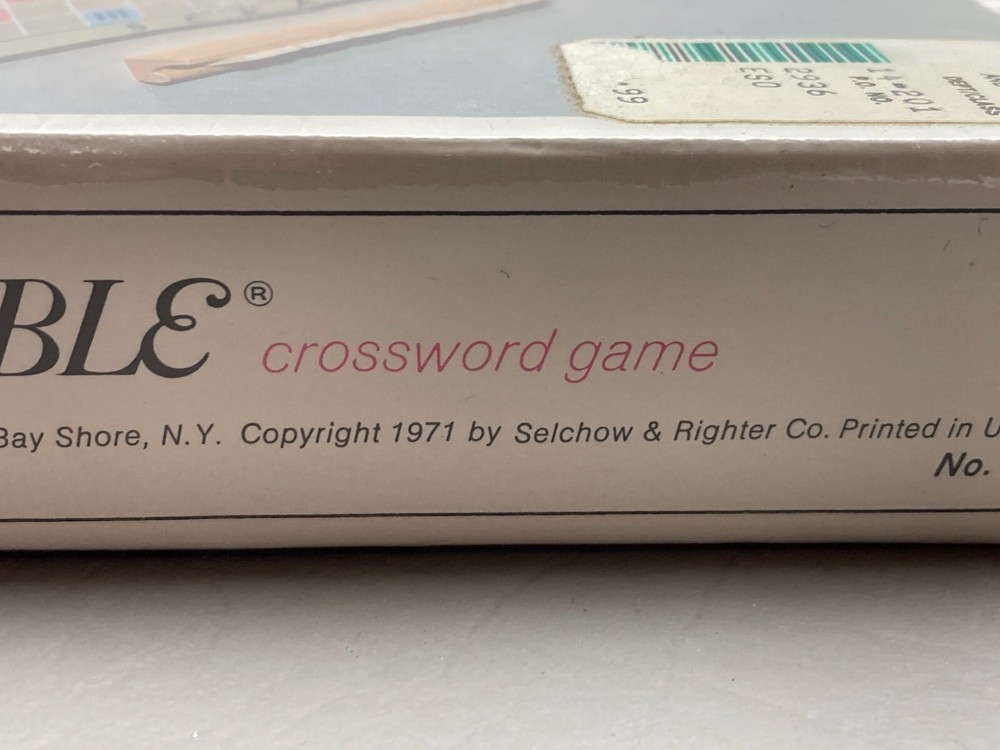 Scrabble Crossword Game 1971 Version Selchow & Righter New Sealed