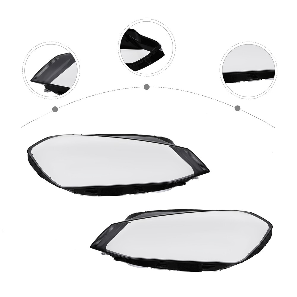 Clear Headlight Lens Covers for 2014-2017 VW Golf 7 - Durable Replacement Pair