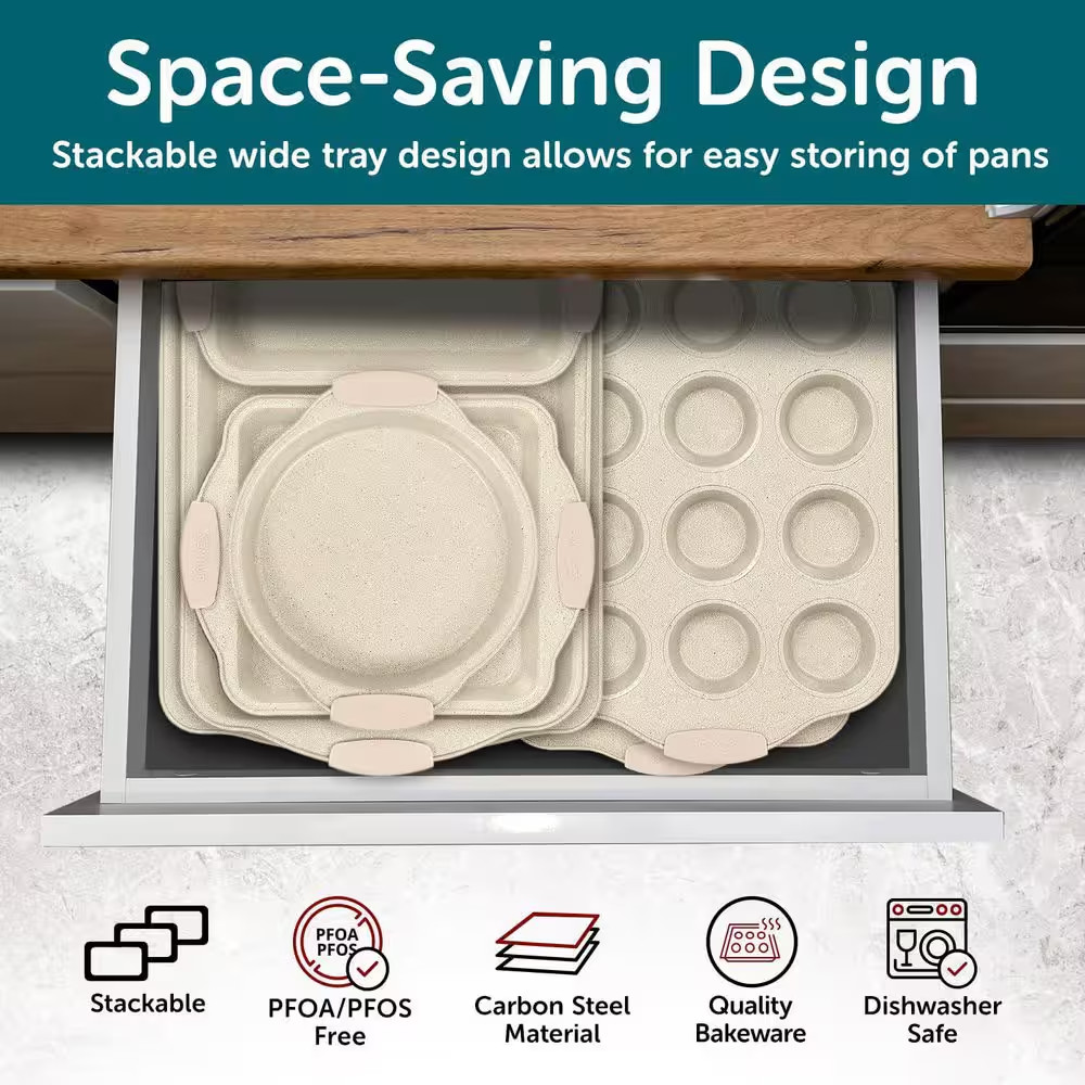 8-Piece Bakeware Set-White Marble