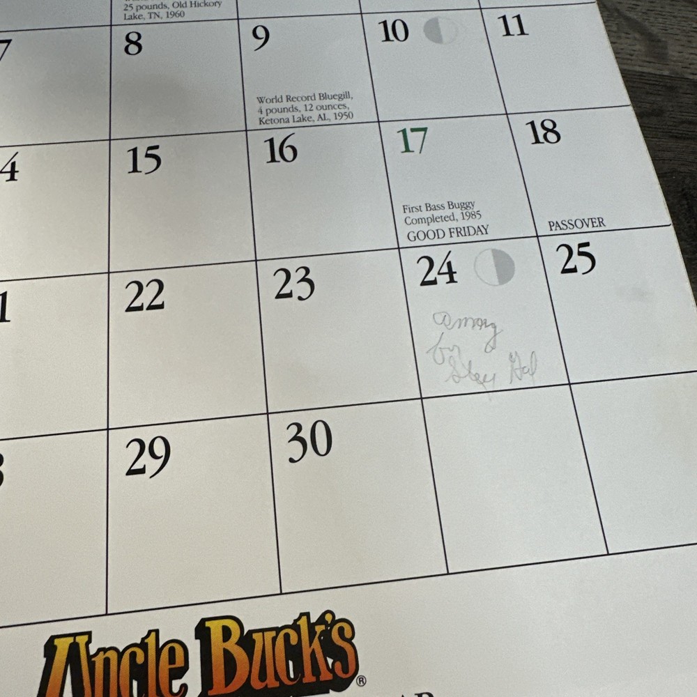 Uncle Buck’s Calendar 1992
