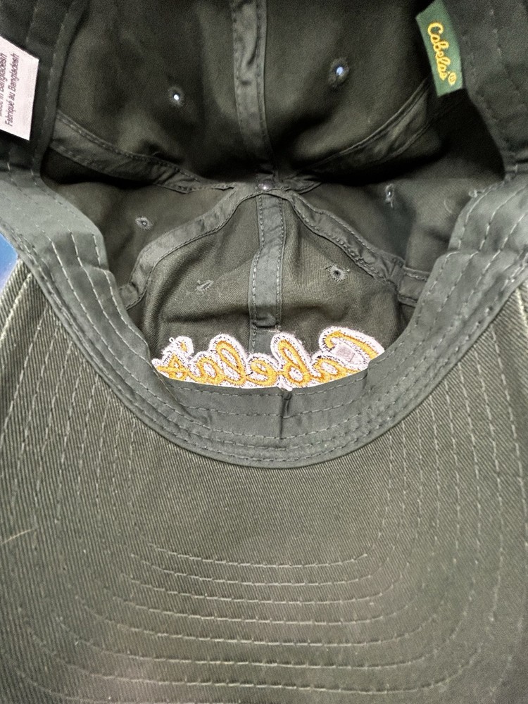 Vtg Cabelas Adjustable Strapback Cap Yellow Embroidery