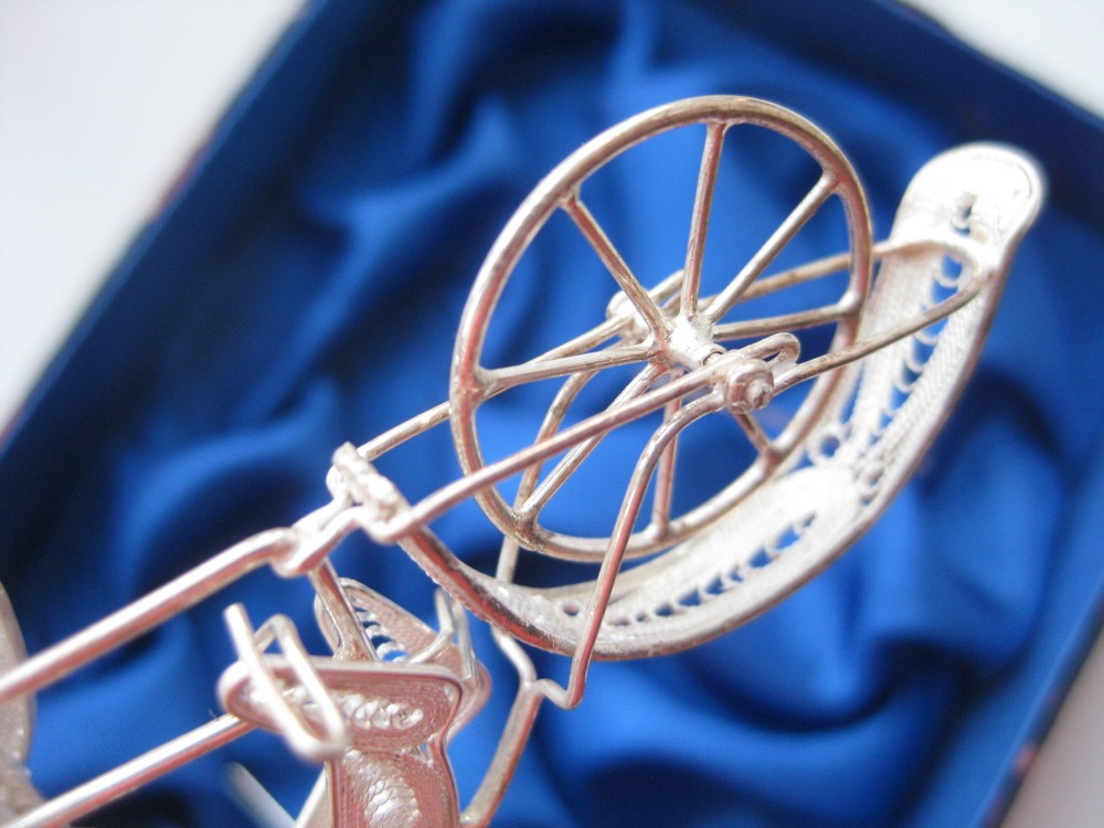 Old Silver Filigree Rickshaw Hand Made