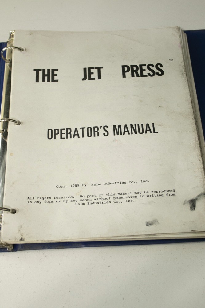 Halm Jet Press Operation Manual