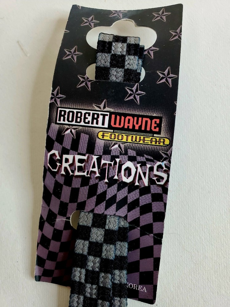 Robert Wayne Footwear Crieations Shoe Strings 45" Grey & Black Check