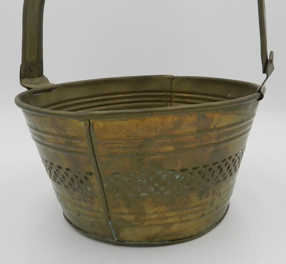Vintage Solid Brass 9" Basket with Handle Made in India