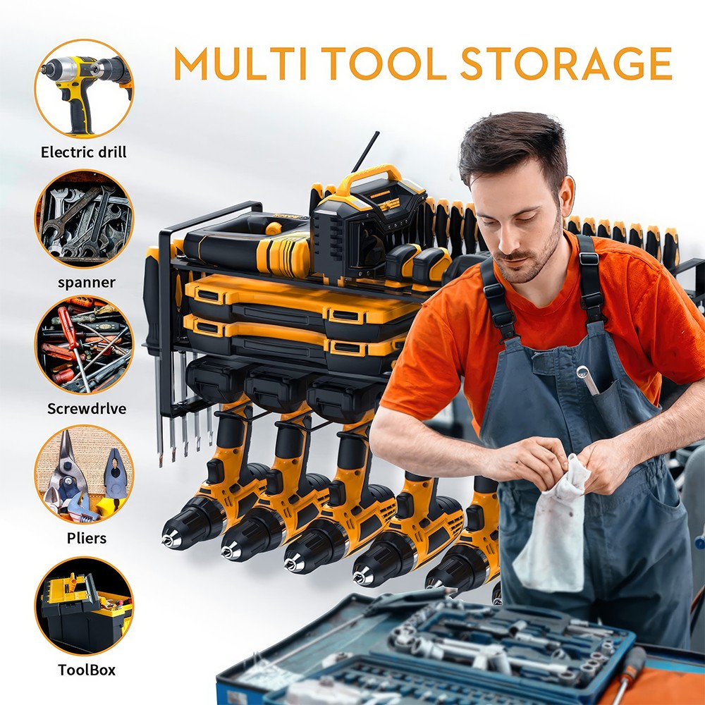 3 Layer Power Tool Organizer Wall Mounted Rack for Cordless Drill Storage Shelf
