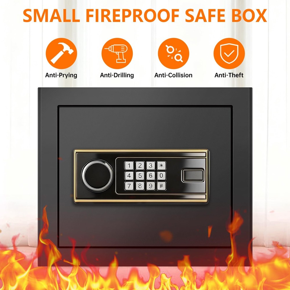 1.4 Cuft Small Fire Safe Box for Home, Security Safe Box Fireproof Waterproof...