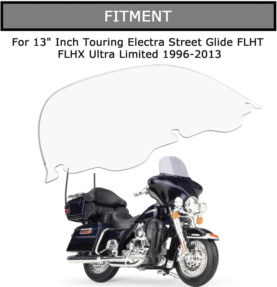 Clear 13" Wave Windshield Windscreen For Electra Glide FLHT FLHX 1996-2013