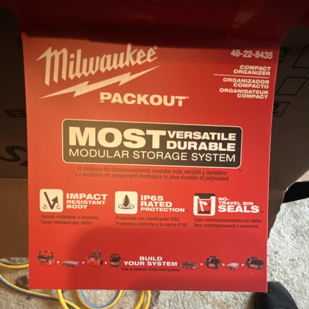 Milwaukee Packout Compact Organizer Tool Box Red Impact Resistant IP65
