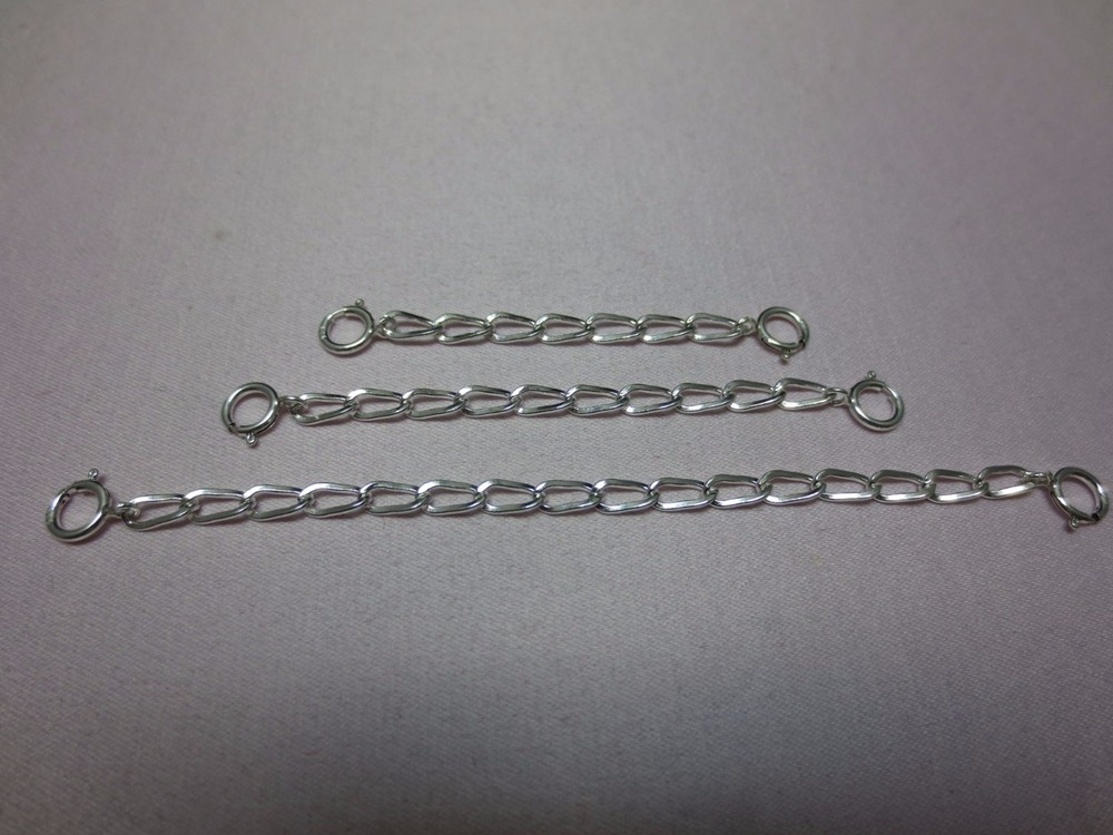 SOLID STERLING SILVER 3.0mm 12 INCHES EXTENDER / SAFETY CHAIN W/ SPRING RING