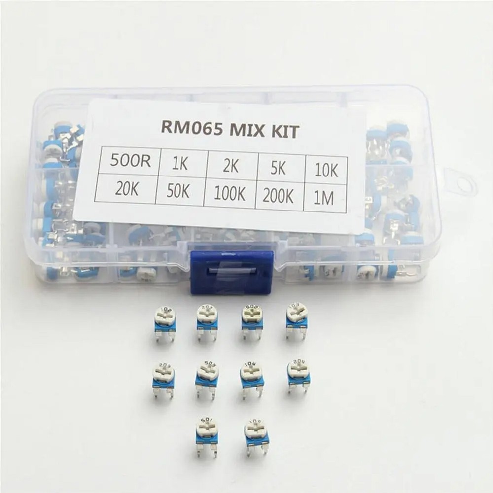 100pcs Potentiometer Trimpot Variable Resistor Assortment Box Kit 10 ValueKpkKq