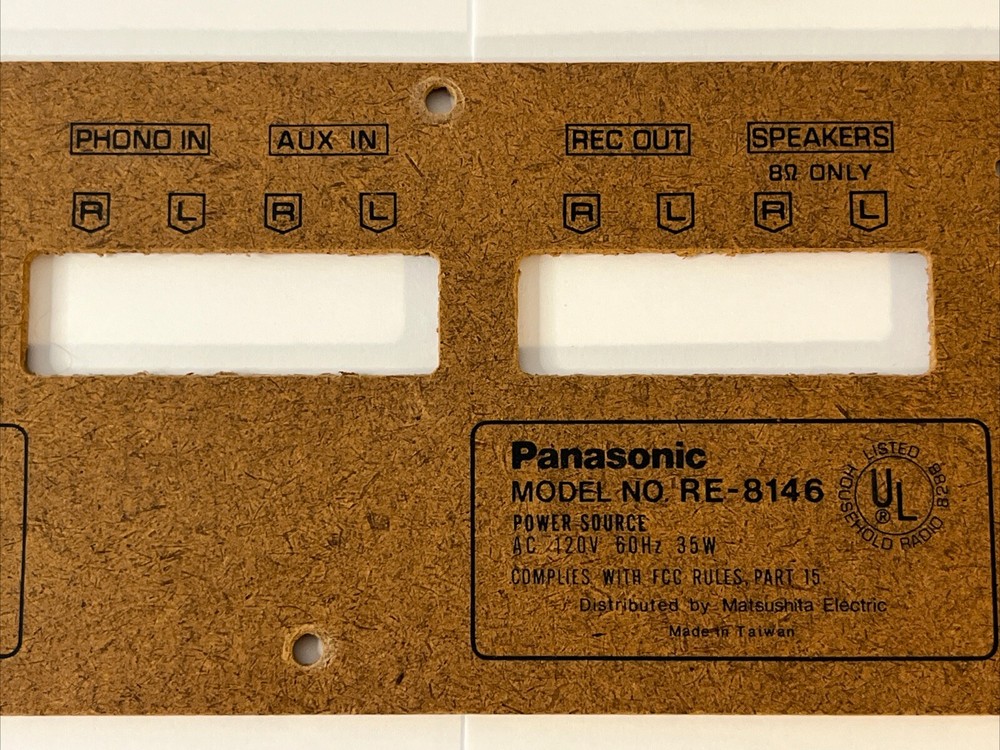 Panasonic RE-8146 Original Back Panel Vintage 8-Track Player Replacement Piece