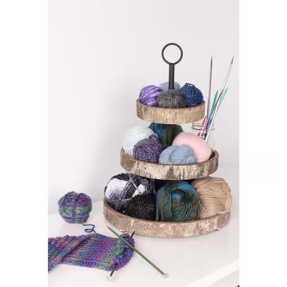 White Rustic Brown/Black Decorative Tray