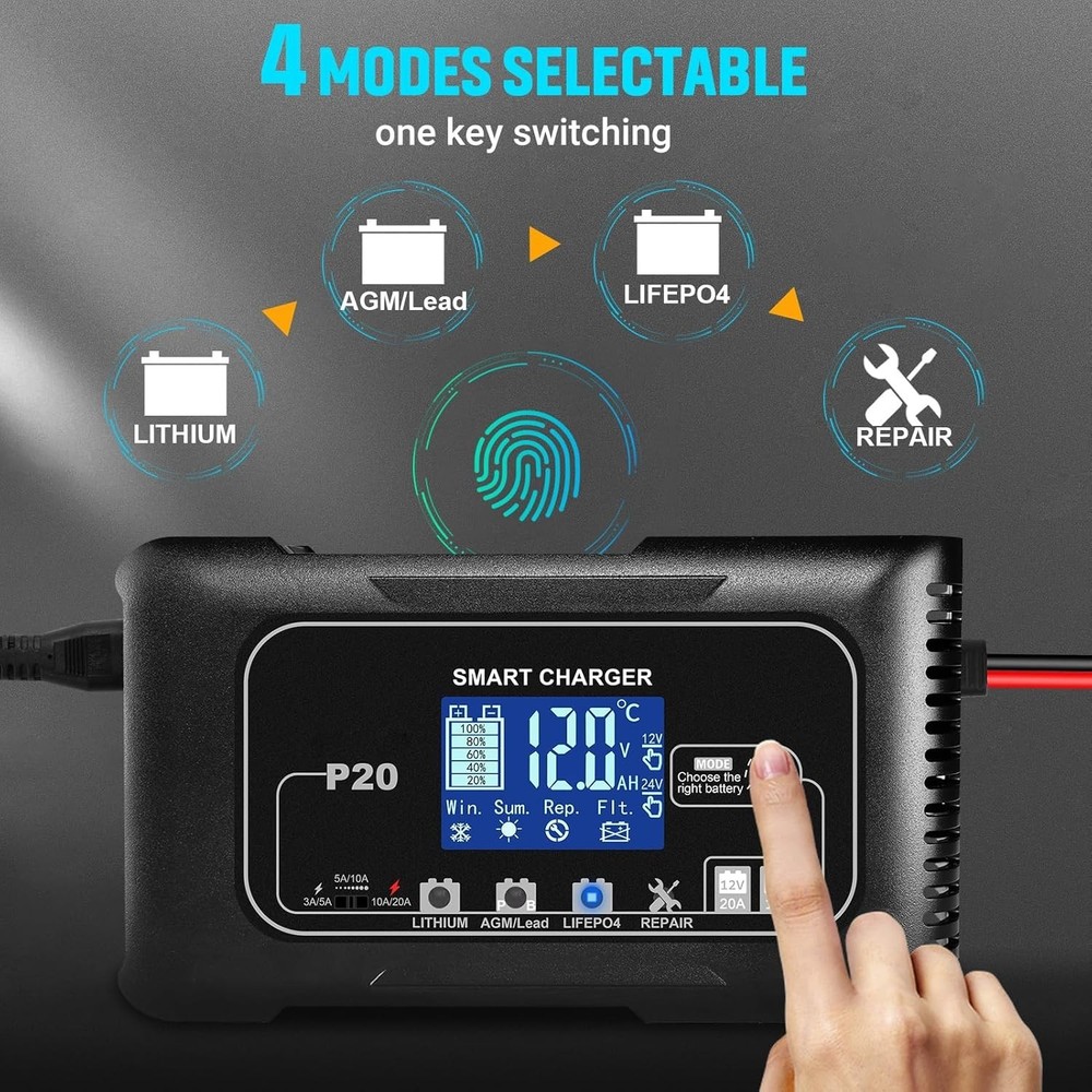 Multi-Functional Lithium Battery Charger - 9-Stage Charging