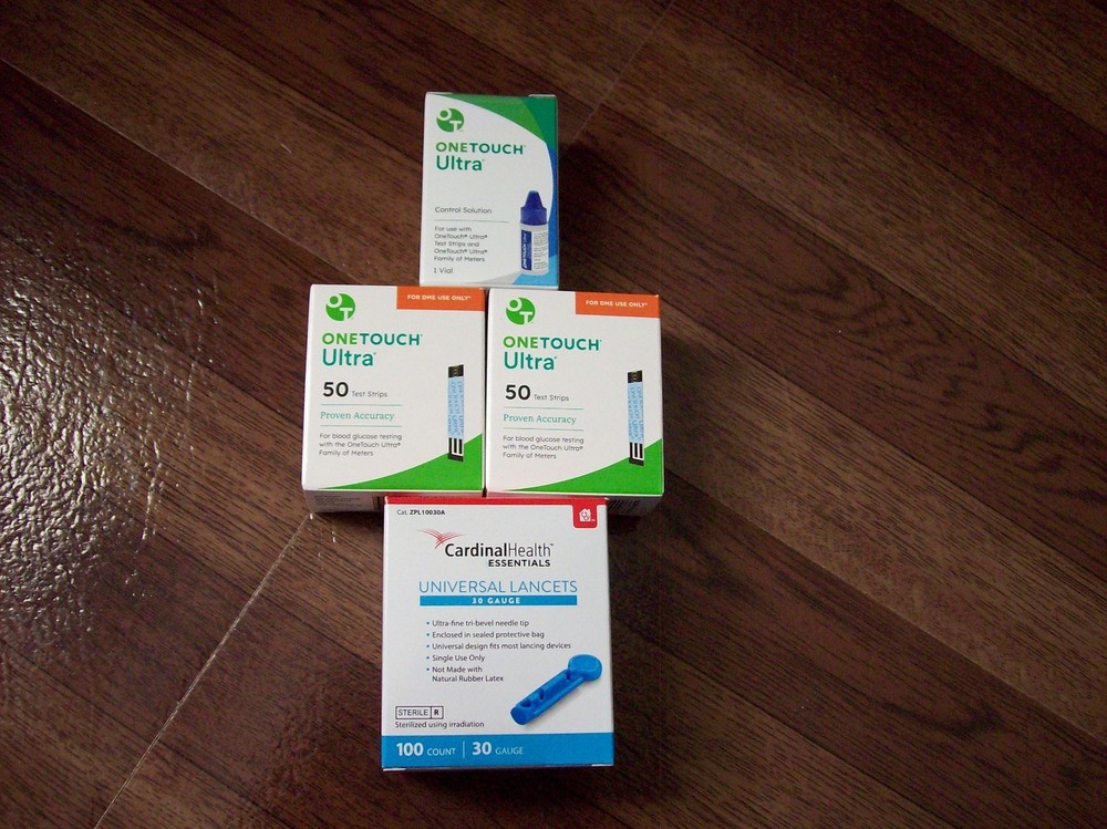 One Touch Ultra Test Strips plus 100 lancets plus solution exp 3/31/2027