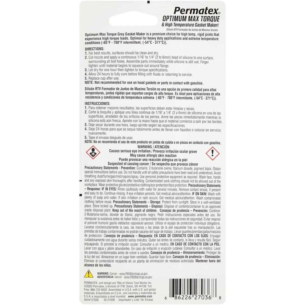 Permatex 27036 Optimum Grey Gasket Maker 3 oz