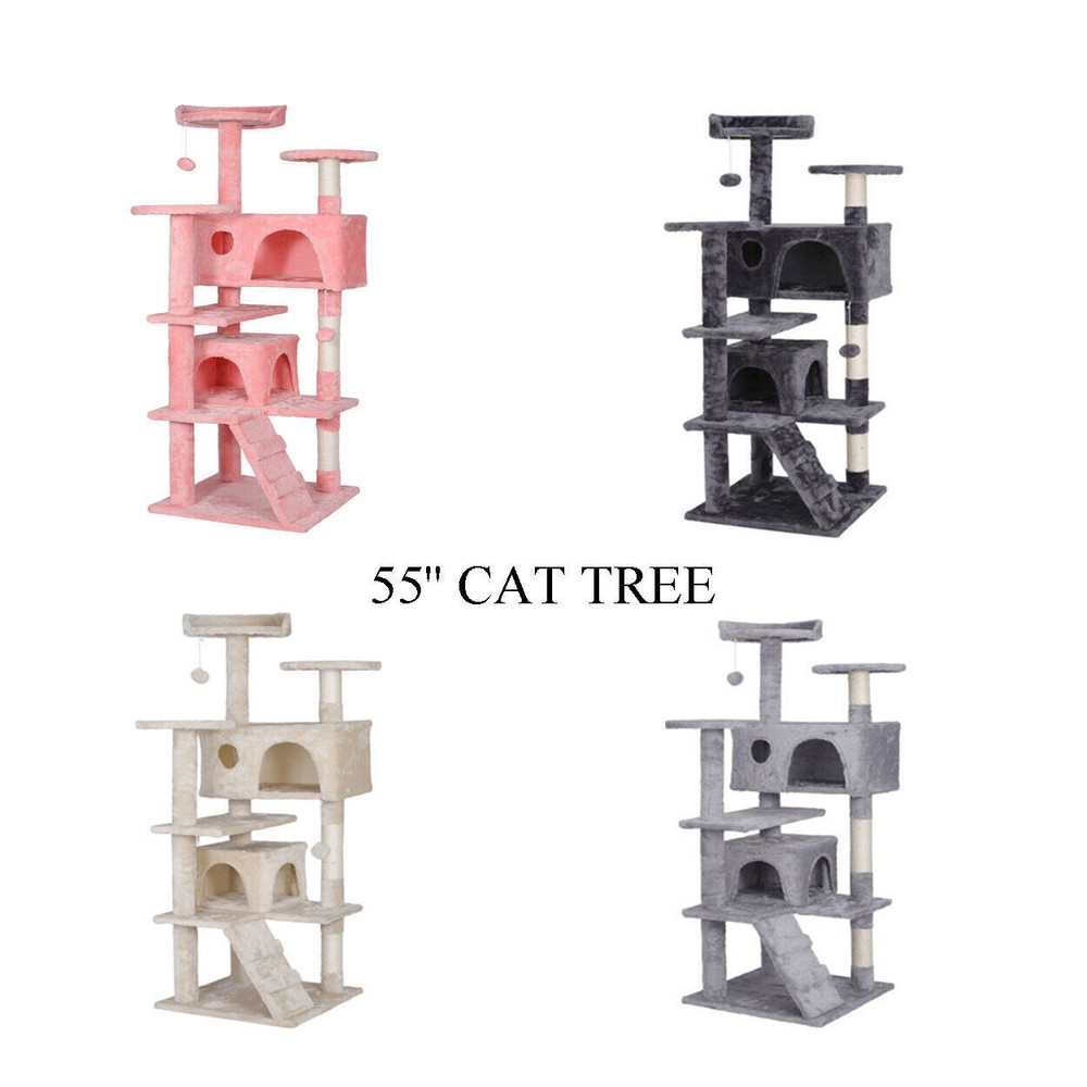 Pink/ Beige/light Grey/ Deep Grey 55" Cat Tree Tower Kitten Scratching Post Pet