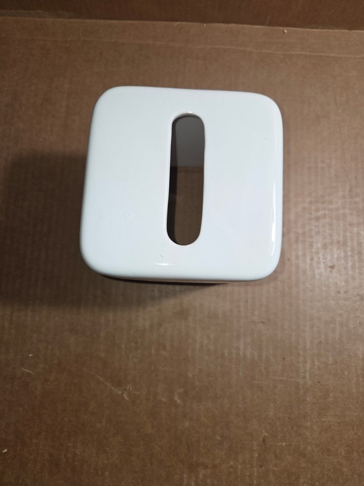 Tissue Box Cover White Square Black Bottom Trim