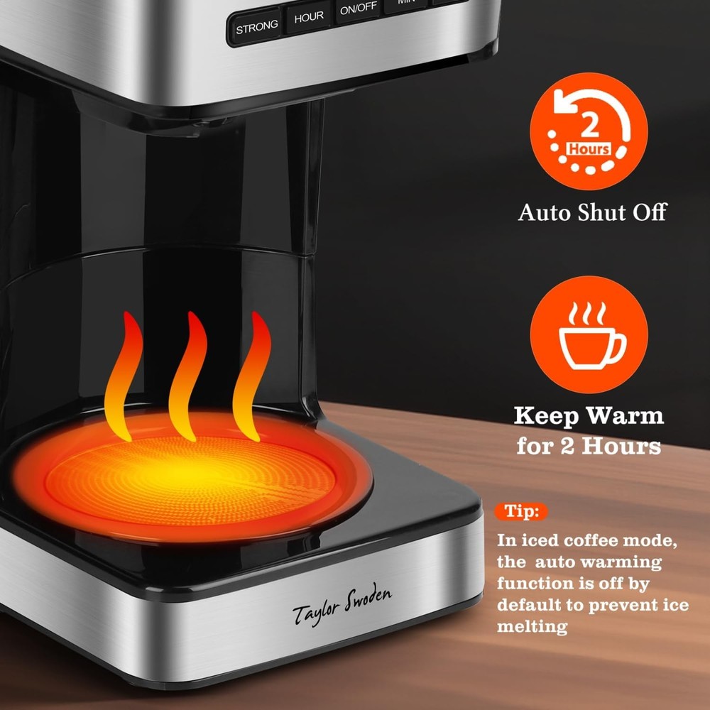 Programmable Coffee Makers 12 Cup, Hot and Iced Coffee Maker, 4 Brew Strength, L