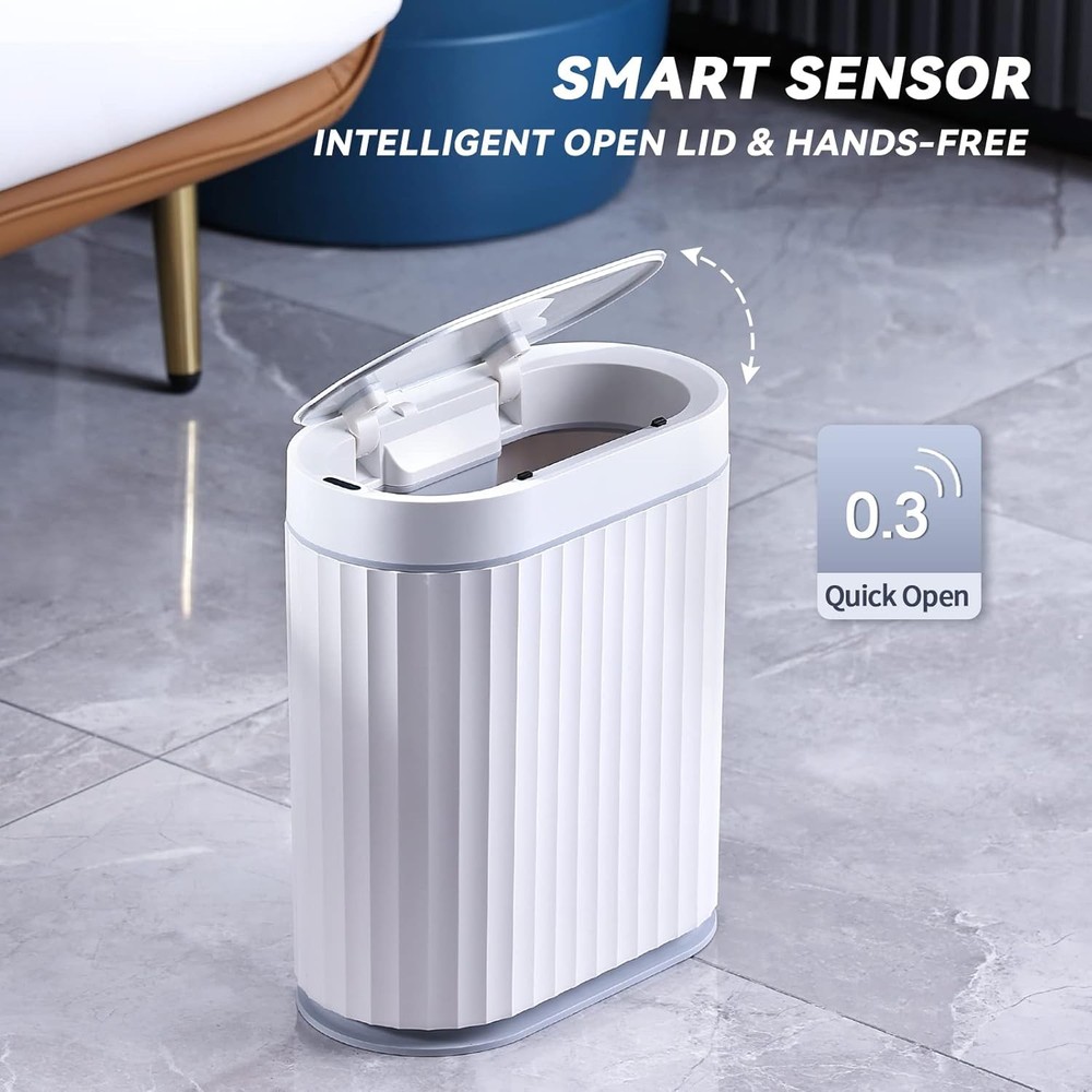 ELPHECO Bathroom Trash can Motion Sensor, Automatic Garbage can, Slim Plastic Sm