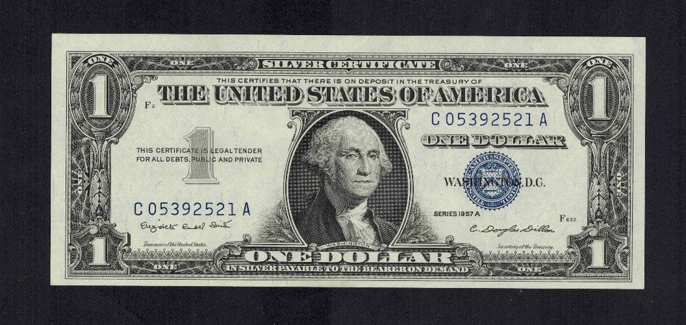 1957 A $1.00 Uncirculated SILVER CERTIFICATE NOTE