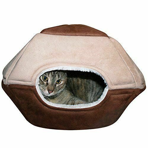 Pop-Up Pet Bungalow Bed , Brown & Tan, New