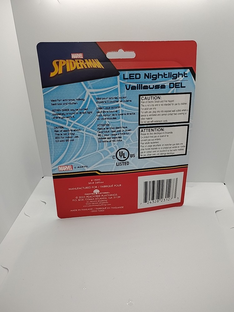 SPIDER-MAN (LED) Plug In Night Light w/Switch (MARVEL Comics) - NEW