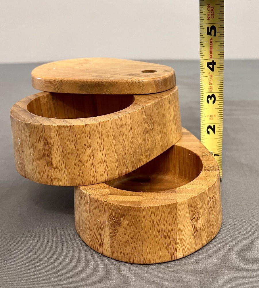Totally Bamboo Salt & Pepper Hinged Storage Container 5x3.5x4”