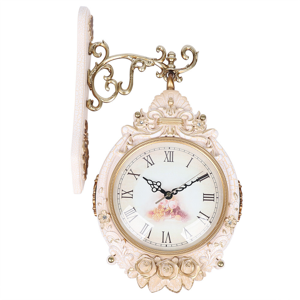 Double-Sided Wall Mounted Clock Accurate Pointer Clock Vintage Hanging Clock NEW