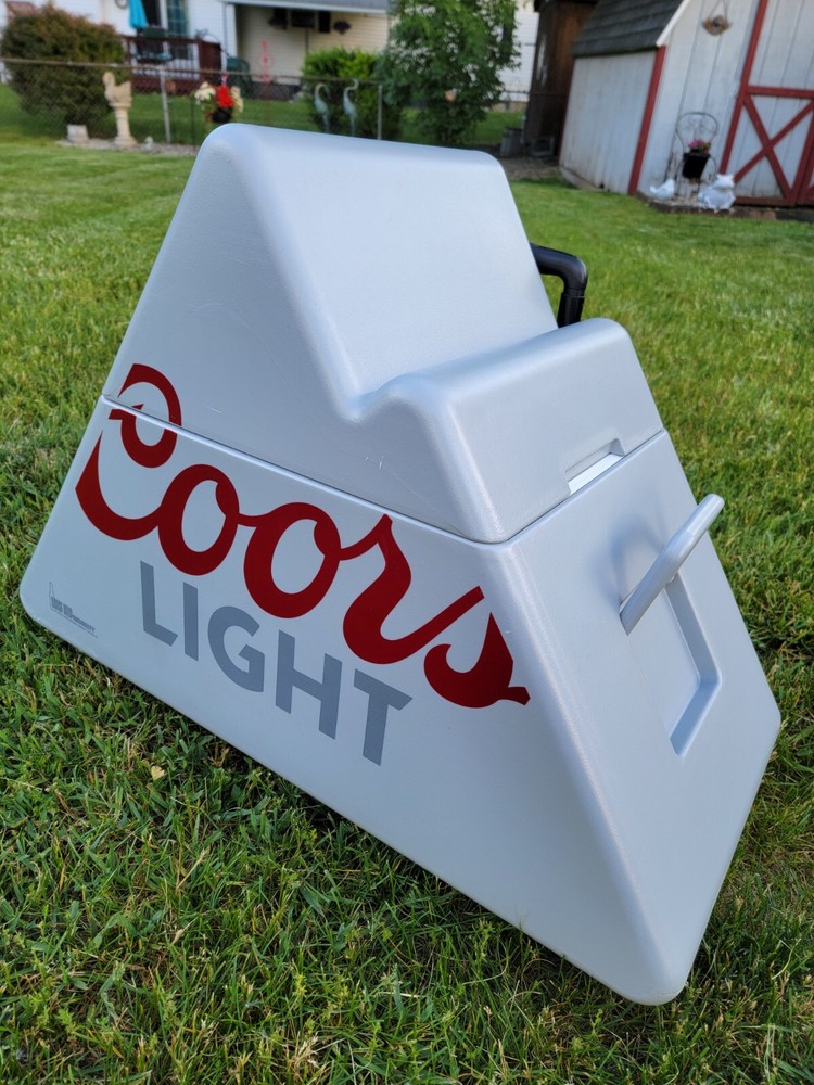 Coors Light Rolling Cooler 30" × 23" Pull & Side Handles Flip Top 4 Beer Holders