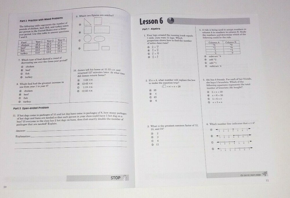 +ANSWERS Key Math Skills Practice & Problem-Solving Test Prep 7th Grade 7 8