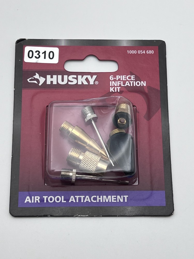 Husky 6 Piece Brass Air Compressor Accessory Inflation Kit Tool Nozzles Needles