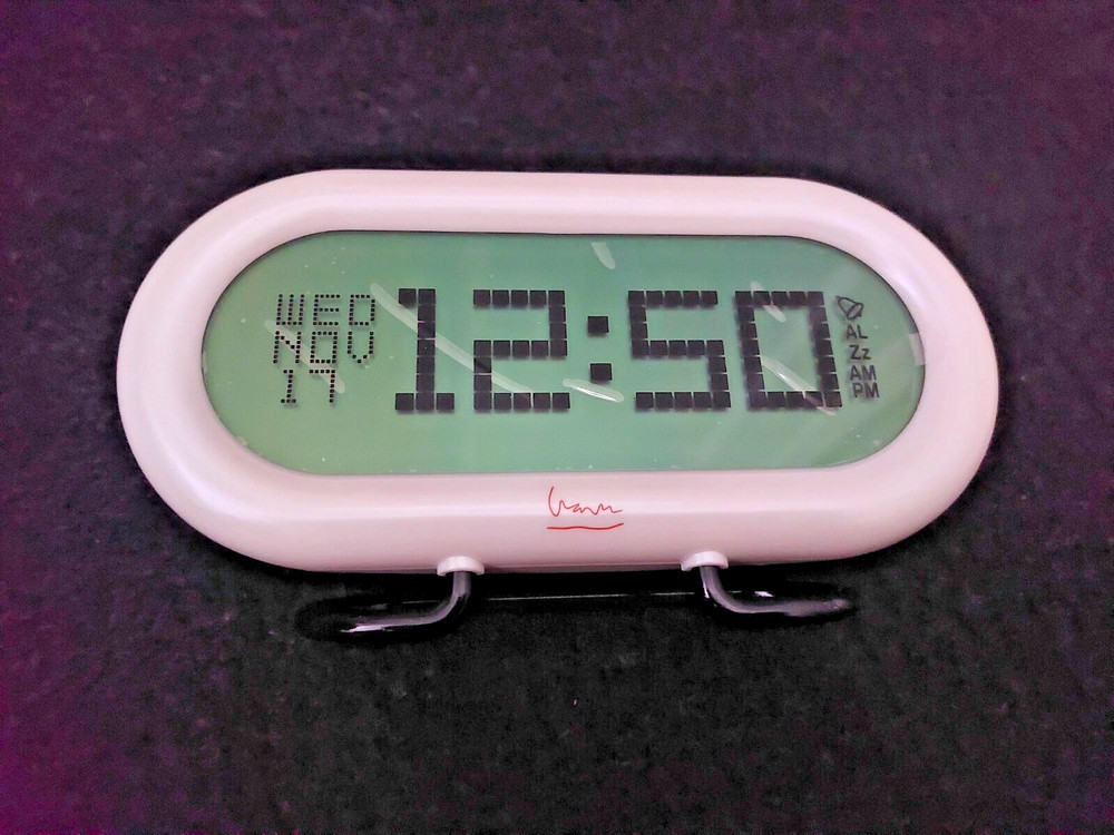 MICHAEL GRAVES DESIGN Postmodern Pearlized White LCD Display Alarm Clock & Date!