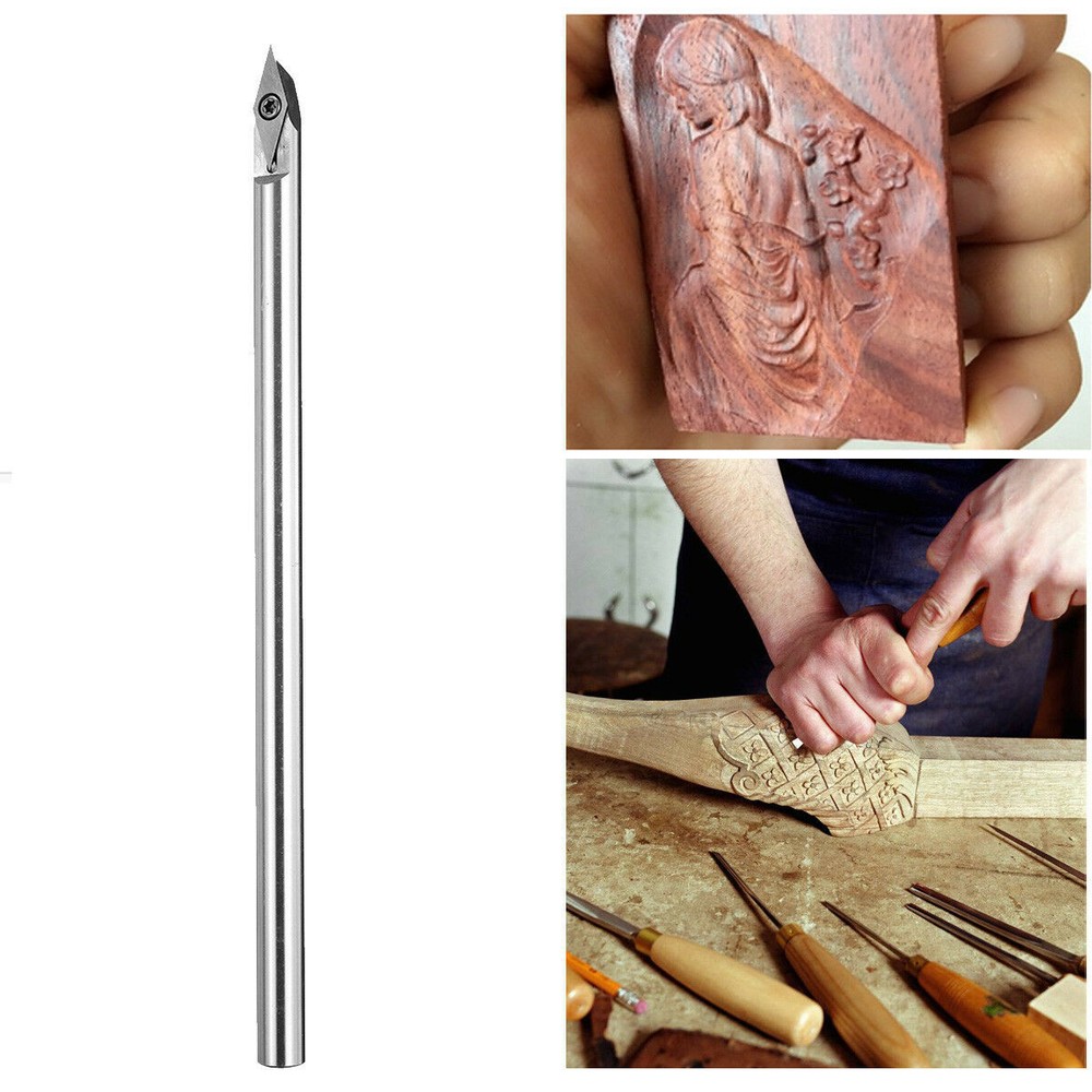 35° Wood Turning Chisel Carbide Tip Diamond Shape Insert Lathe Tool 12mm i