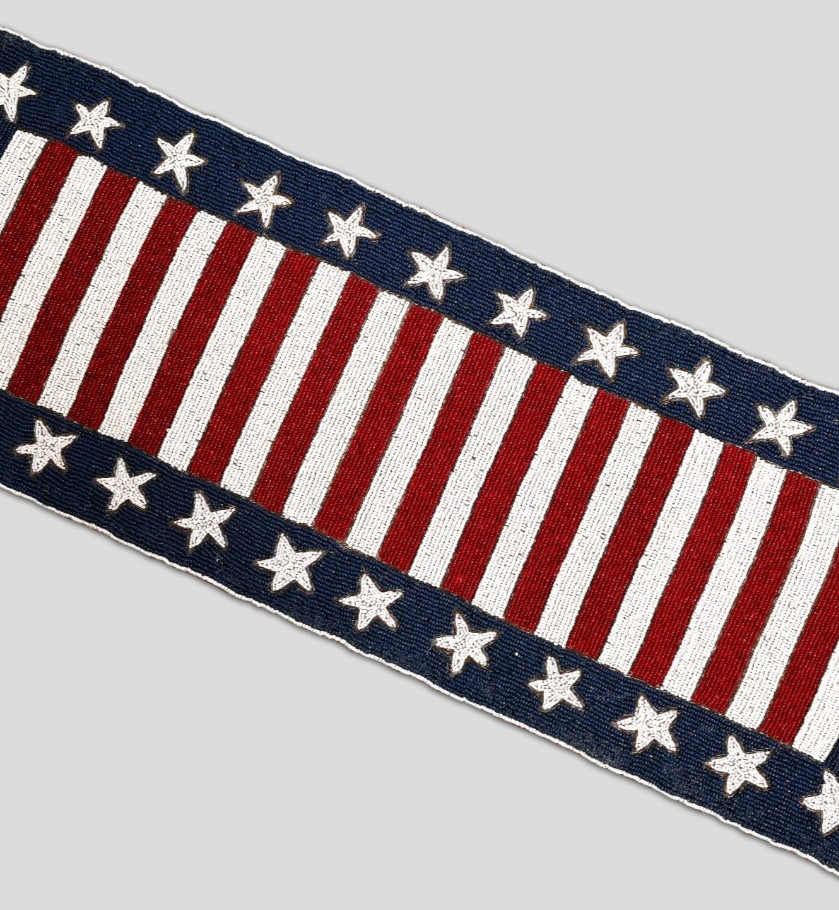 4th July Table Runner Flag Beaded Table Runner Independence Tableware 13X36In