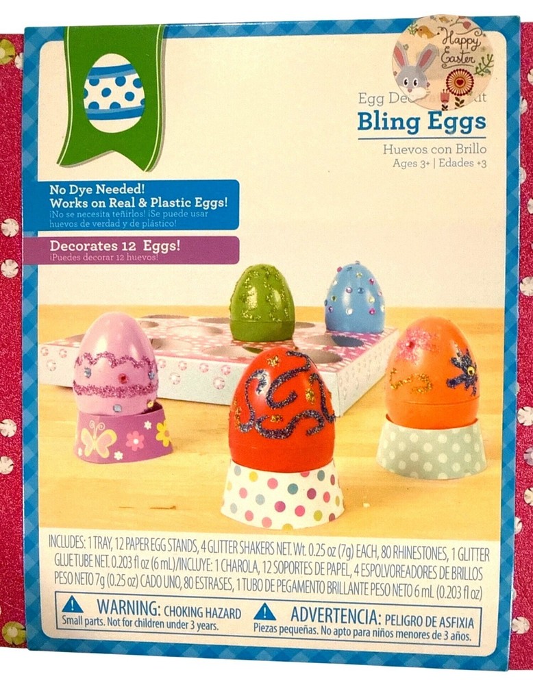 WALMART Easter Egg Decorating Kit Bling Eggs With Glitter Shakers + Rhinestones+