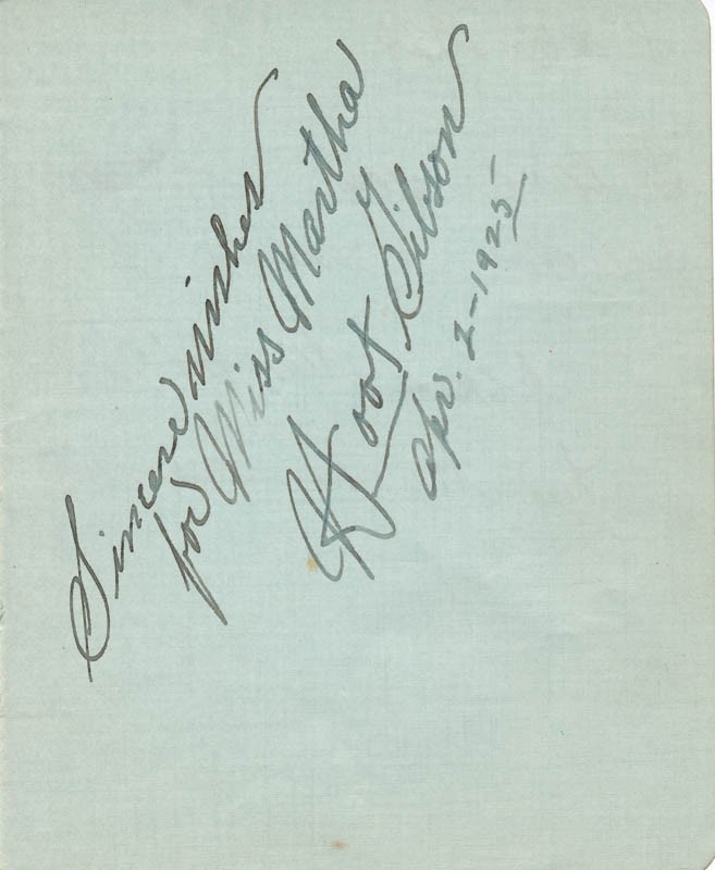 HOOT (EDMUND) GIBSON - AUTOGRAPH NOTE SIGNED 04/02/1925