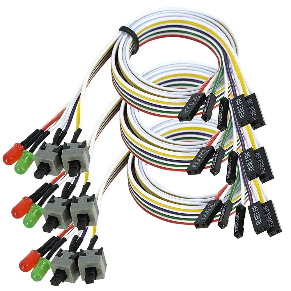 ThtRht 3 Pack Desktop Computer PC Case Power Supply On Off Reset Push Red