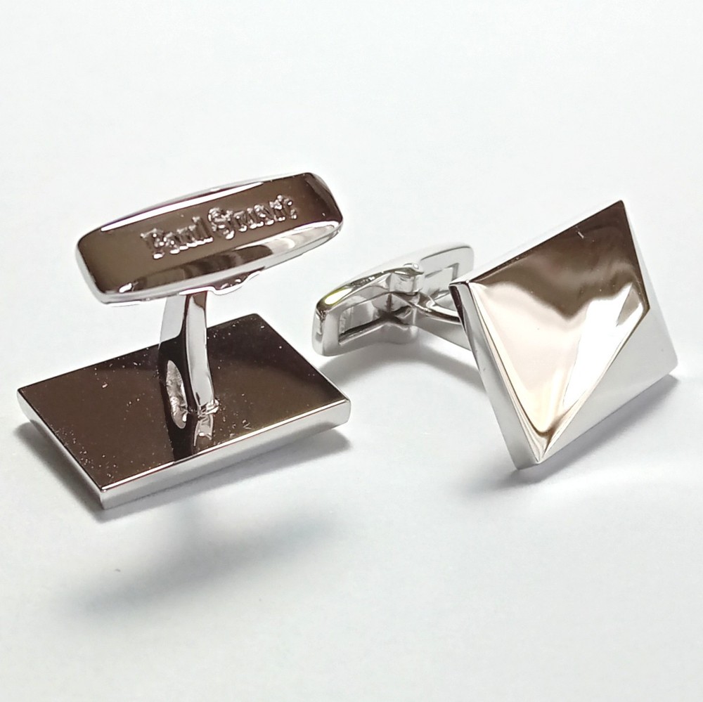 Psc200 Paul Stuart Cufflinks Silver Diamond Cut Rectangle