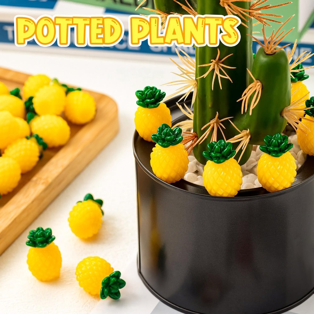 CLESDF 60Pcs Mini Resin Pineapple, Artificial Tiny Pineapple Yellow