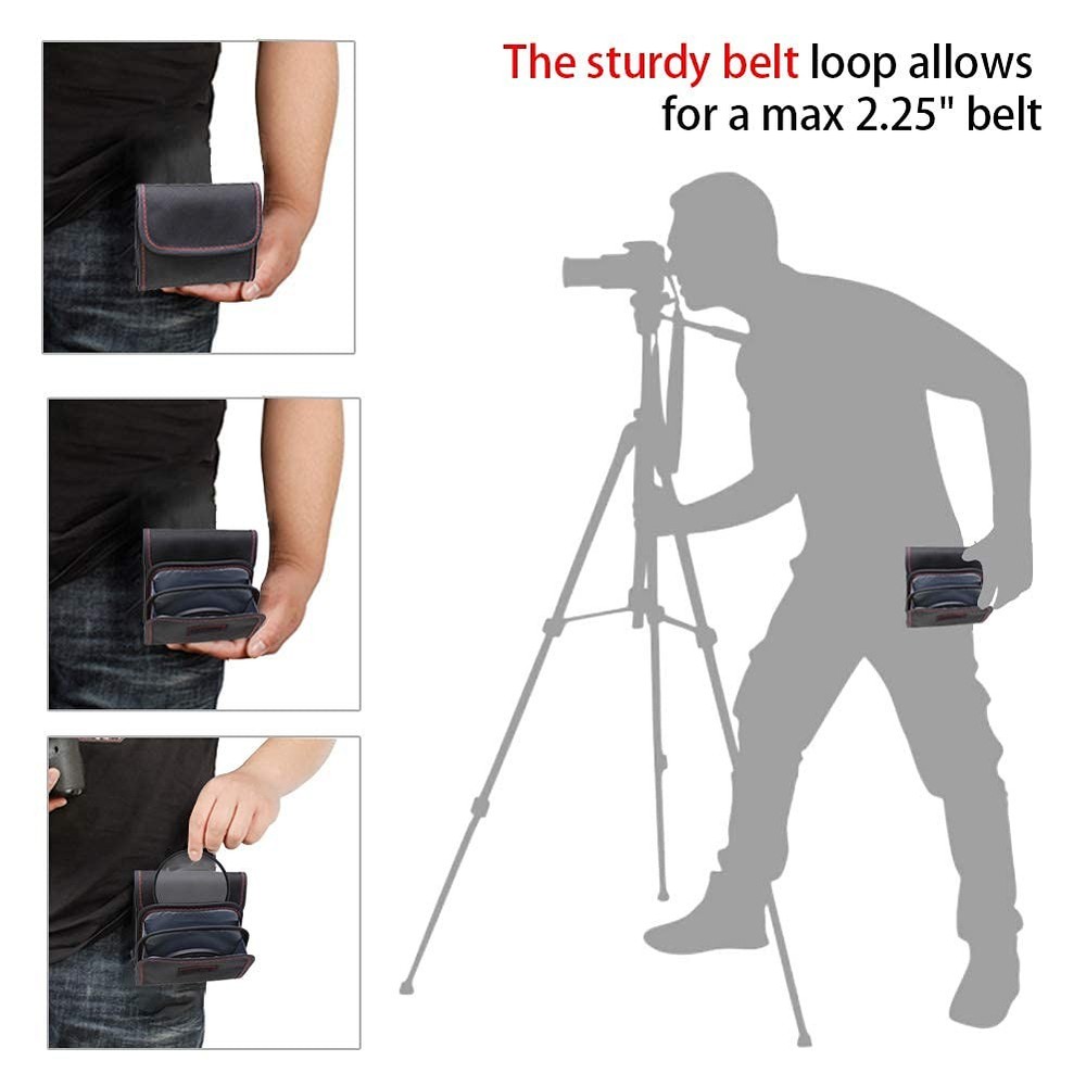 DomeStar Filter Case, 2PCS 3-Pocket Camera Lens Carry Case L, Premium