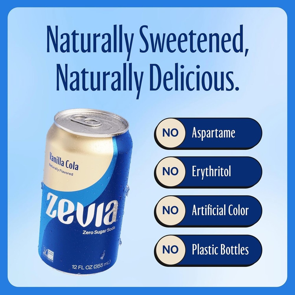 12 Pack Zero Calorie Vanilla Cola Cans - Perfect for Hydration & Refreshment