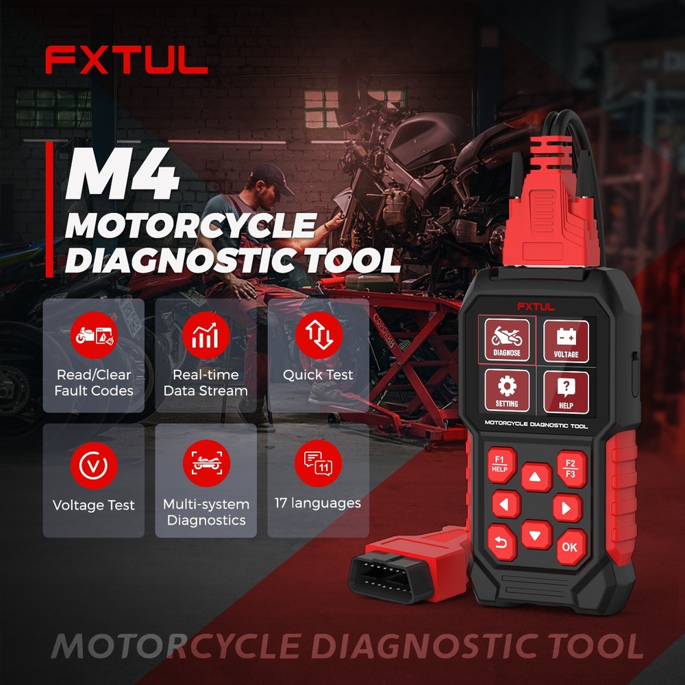 FXTUL M4 Harley Motorcycle Diagnostic Tool OBD2 Full System Code Reader Scanner