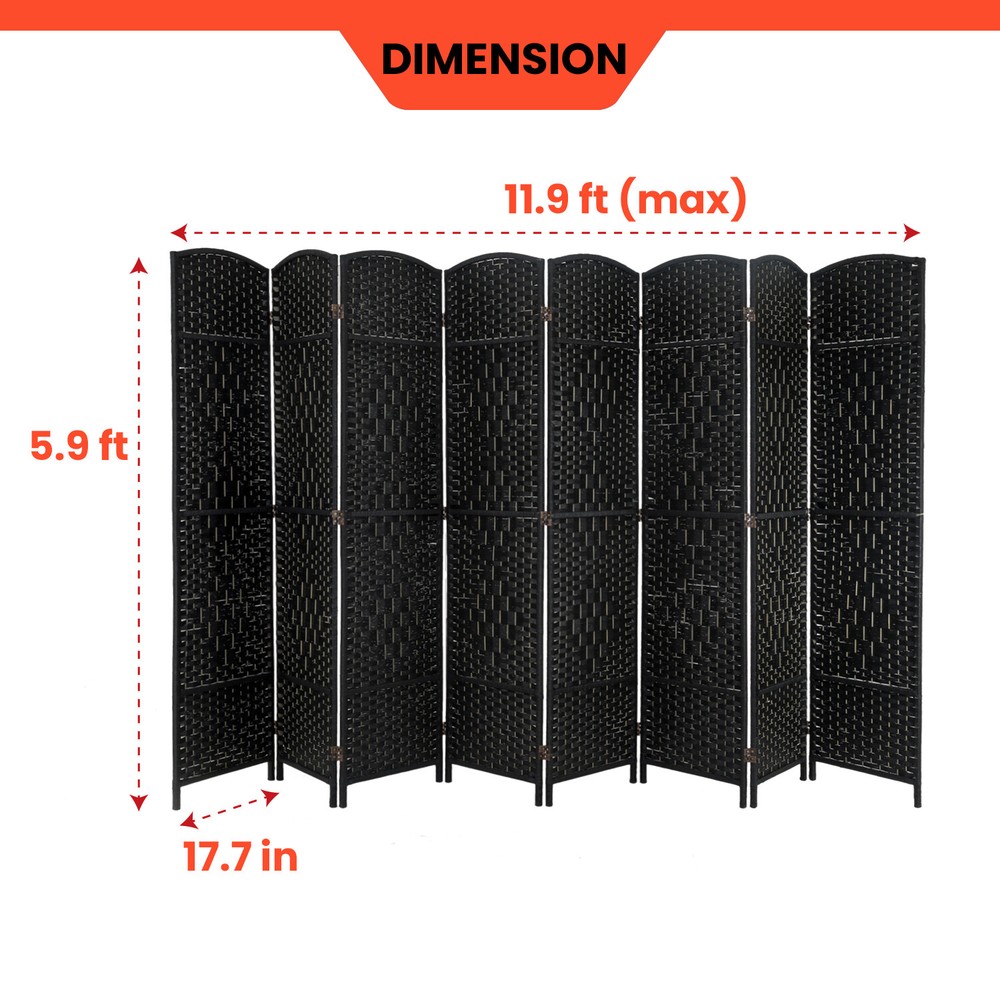 Room Divider 8 Panel Room Screen Divider Wooden Screen Folding Partition Screen