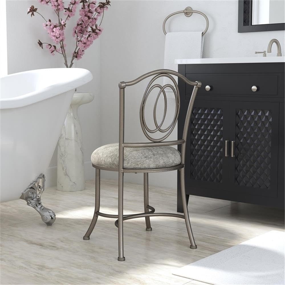 Emerson Metal Vanity Stool Silver 51053A