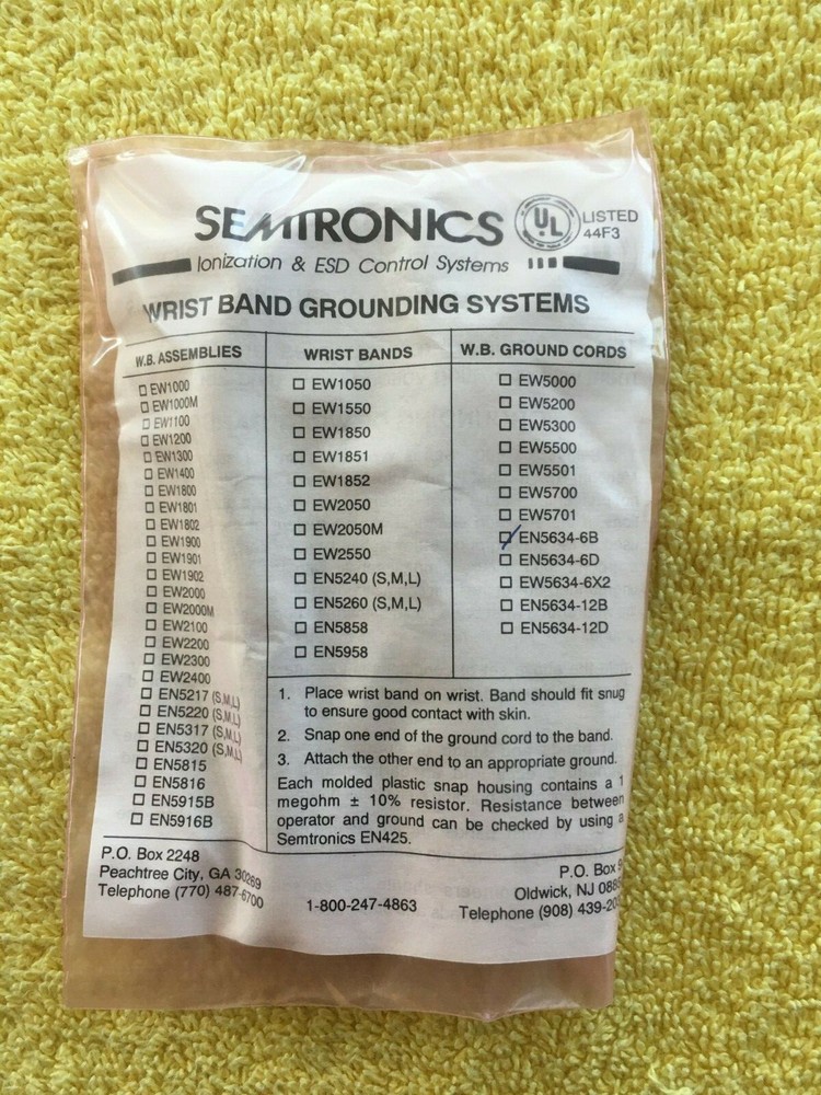 Semtronics EW2050 Grounding Wrist Band ~ Ionization ESD Control System ~ NEW