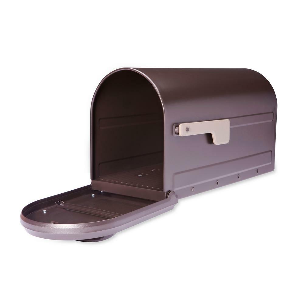 Architectural Mailboxes Post Mount Mailbox Large Galvanized Steel Champagne Flag