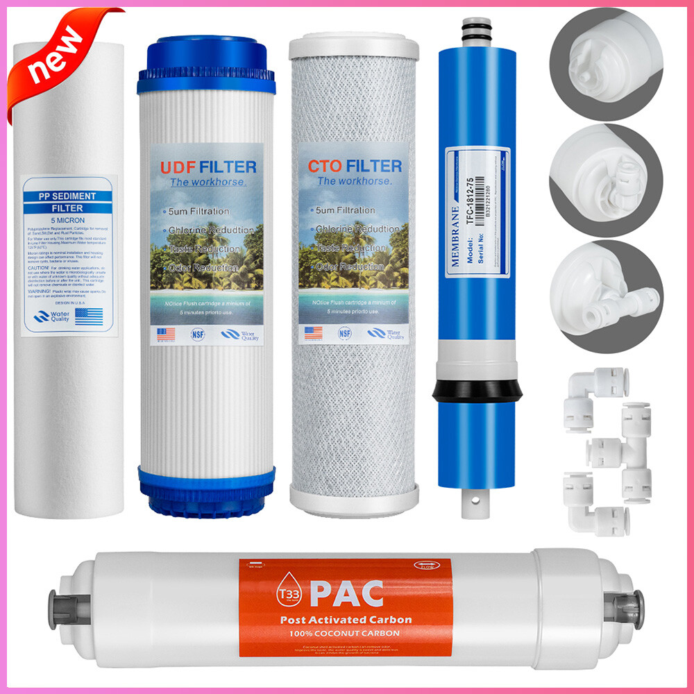 5 Stage Reverse Osmosis System Water Filter with 75GPD RO Membrane 5-Pack Set US