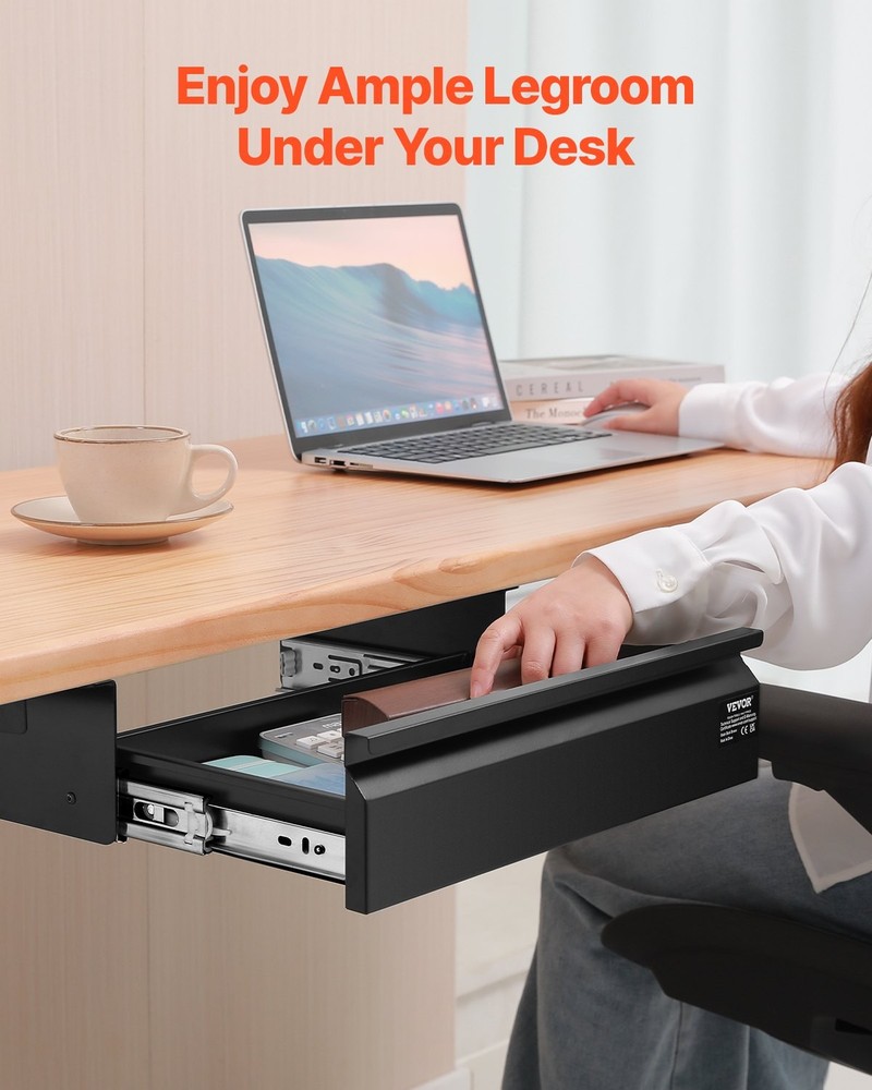 16" Wide Under Desk Drawer Slide Out,Under Desk Mounted Pull-out Drawer Attachme